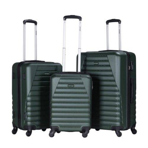 VIPTOUR Hard Side 3 Piece Suitcase Luggage Set Of 20/24/28 Inches, VT-A392 Green