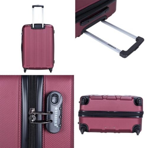 STARGOLD 4 Piece ABS Hard Side Spinner Trolley Luggage Set With TSA Lock 20/24/28/32 Inch, SG-T92D Burgundy - Image 6
