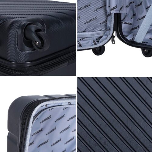 STARGOLD 4 Piece ABS Hard Side Spinner Trolley Luggage Set With TSA Lock 20/24/28/32 Inch, SG-T94D Black - Image 7