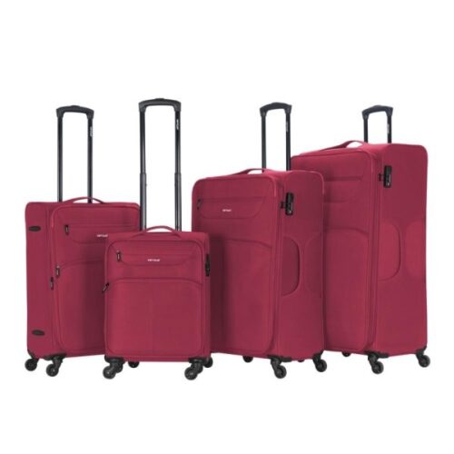 VIPTOUR 4 Piece Fabric Jacquard Trolley Luggage Set With TSA Lock 20/24/28/32 Inch, VT-A382 Red