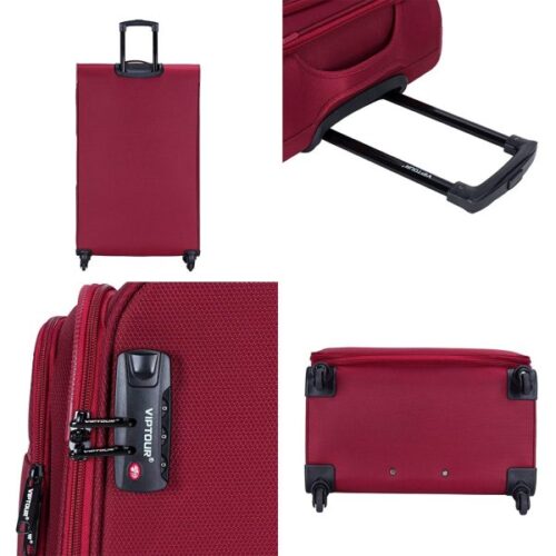 VIPTOUR 4 Piece Fabric Jacquard Trolley Luggage Set With TSA Lock 20/24/28/32 Inch, VT-A382 Red - Image 6