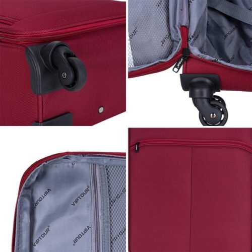 VIPTOUR 4 Piece Fabric Jacquard Trolley Luggage Set With TSA Lock 20/24/28/32 Inch, VT-A382 Red - Image 7