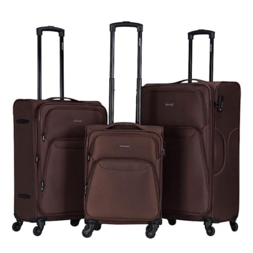 VIPTOUR Luggage Bag 3 PCS Fabric Suitcase Set With Rotating Wheels And Number Lock Travel Luggage, VT-A399 Brown