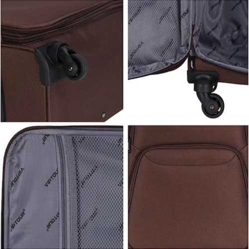 VIPTOUR Luggage Bag 3 PCS Fabric Suitcase Set With Rotating Wheels And Number Lock Travel Luggage, VT-A399 Brown - Image 6