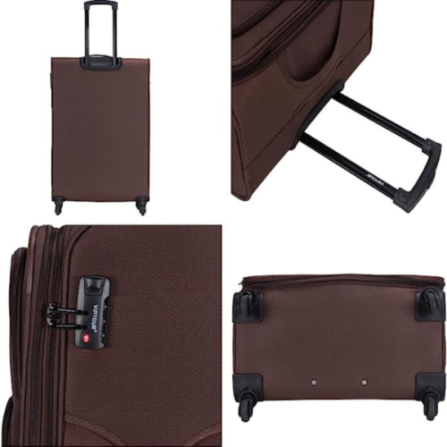 VIPTOUR Luggage Bag 3 PCS Fabric Suitcase Set With Rotating Wheels And Number Lock Travel Luggage, VT-A399 Brown - Image 5