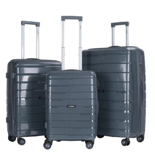 STARGOLD Luggage Bag PP HardSide 3 PCS Set Suitcase Bag With TSA Lock 360? Rotating Wheels Travel Suitcase, SG-PP68 GREY