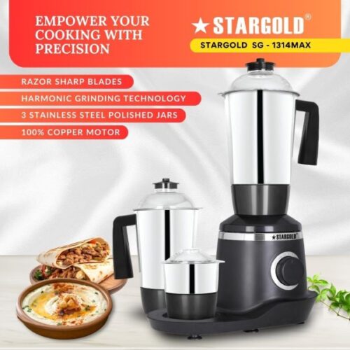 STARGOLD Mixer Grinder 3 In 1 Stainless Steel 3 Jar Body Blender 800W Powerful Motor Juicer Grinder, SG-1314 MAX - Image 3