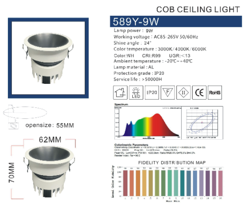 Ceiling Downlights for Living Room Dining Room Corridor Lights- 589-9W - Image 2