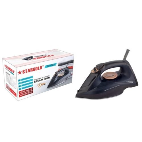 STARGOLD Dry And Wet Steam Iron With Self-Clean Function Adjustable Temperature Control Ceramic Soleplate Steam Iron 2200W, SG-982 Black - Image 5