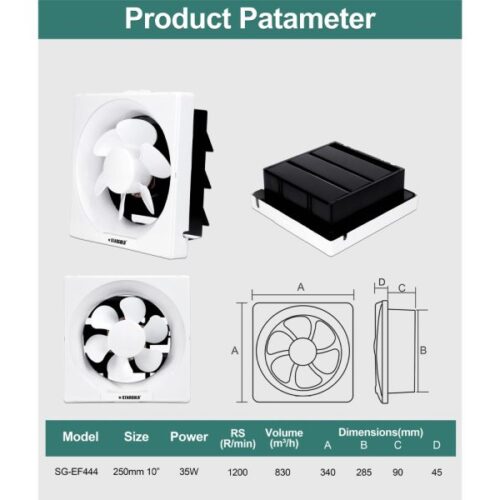 STARGOLD 10 Inch Exhaust Fan 35W With Powerful Copper Motor, SG-EF444 - Image 3