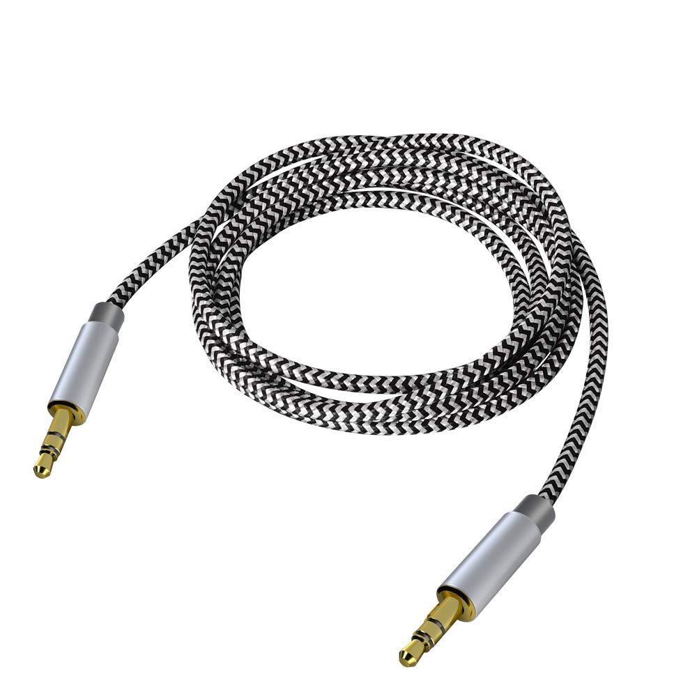 61HPRBXM-sLjpg 3.5mm Stereo Audio Cable Extension Male to Male Nylon Braided 1M (AUX, Lightning) - Image 1