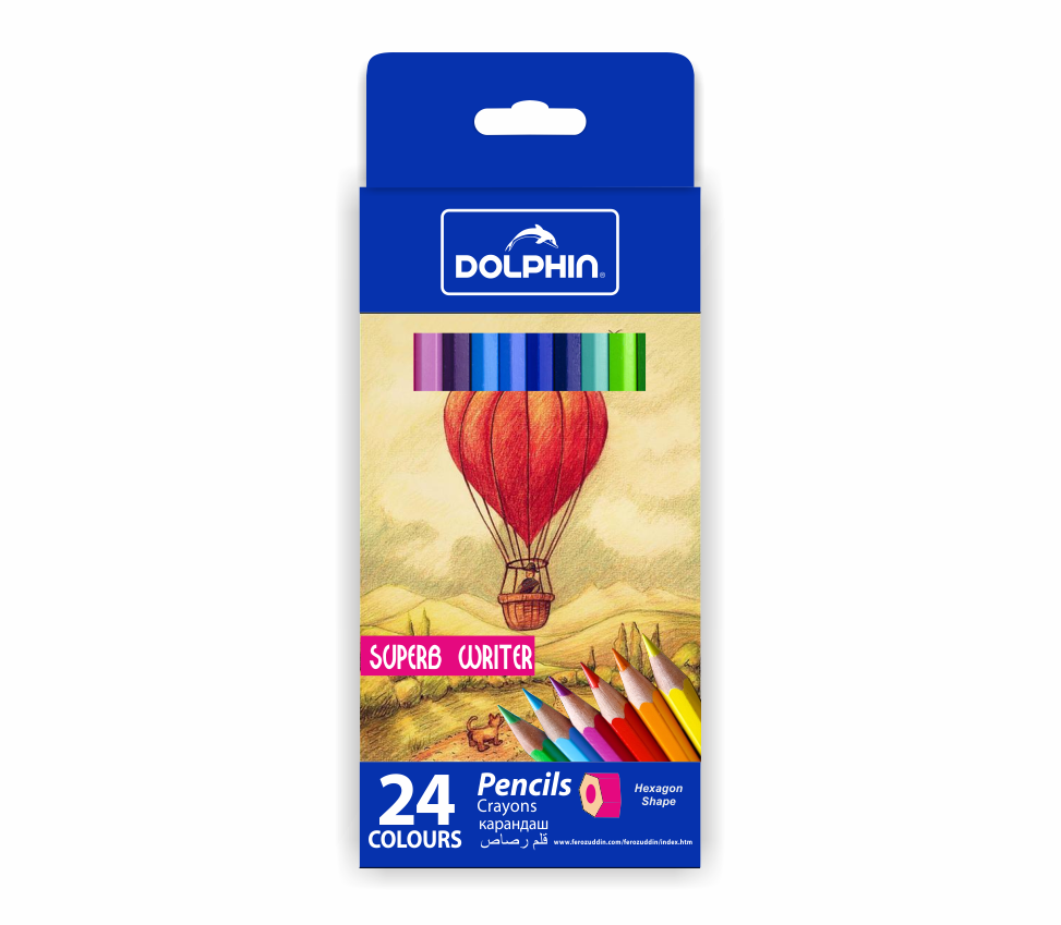 91be3bb0-1e84-4e7e-b7af-19ac474a0fdcpng Dolphin Traditional hexagonal shape Brilliant colors High break resistance 24 Colored Pencils - 4100 -24CB - Image 1