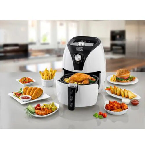 Black+Decker 3.5L 1500W Manual Aero fry Air Fryer with Rapid Air Convection Technology, Black/White - AF220-B5