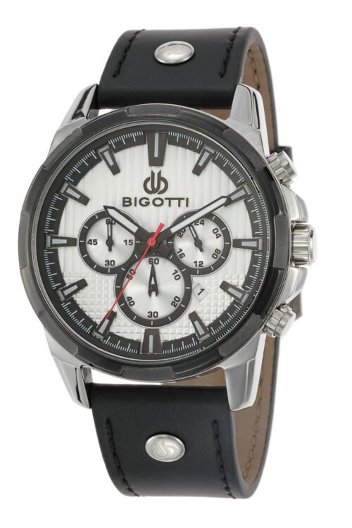 BIGOTTI MENS CHRONOGRAPH LEATHER STRAP WATCH - BG.1.10094-3 - Image 5