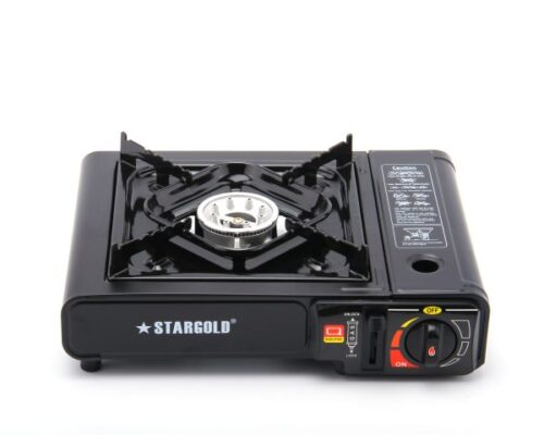 STARGOLD Portable Butane Gas Stove, Auto Ignition Backpacking Stove Isobutane Portable Camping Stove, Durable & Lightweight Design, Wind Proof, Single Burner, SG-1125