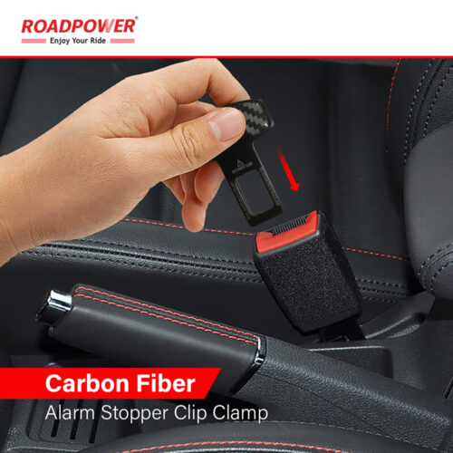 ROADPOWER Car Safety Belt Buckle Alarm Stopper Clip Clamp Carbon Fiber Universal (2 Pcs) - Image 4