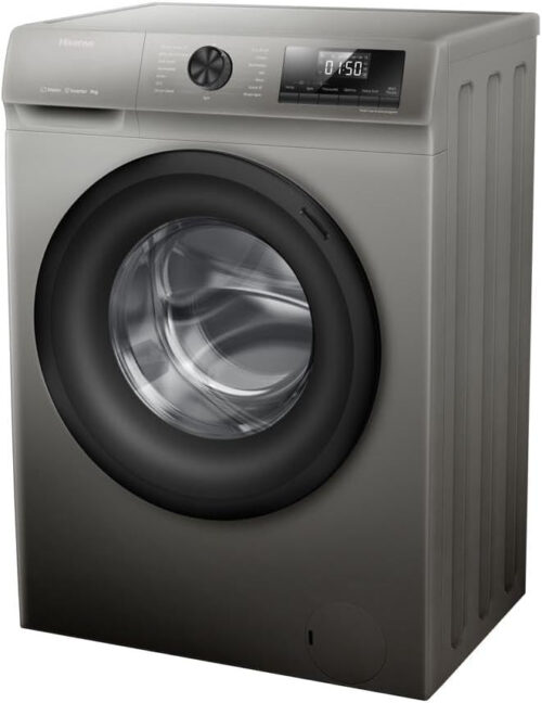 Hisense 8KG Front Loading Washing Machine 1200 RPM,With Pause & Add, Drum Clean, Colour Titanium Gray, Inverter model WFSQ8012VMT - Image 4