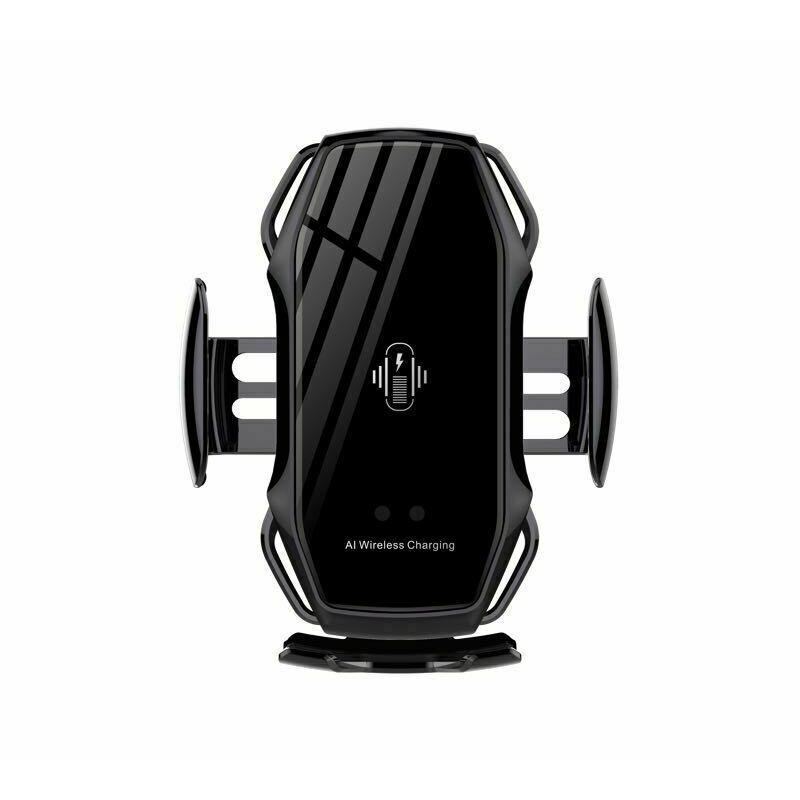 Intelligent-car-bracket-wireless-charger-Blackjpg Wireless Automatic Clamping Smart Sensor Car Phone Holder Fast Charger Mount - Image 1