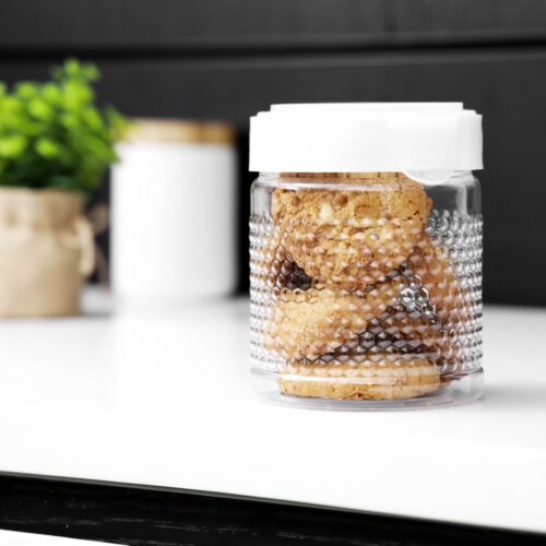 Royalford RF10083 Crystalia Round Canister 1000ML – Portable | Stackable Design | Transparent Body with Tight Lid | Perfect for Preserving Snacks, Chocolate Bars, Cookies, Cereals & More - Image 5
