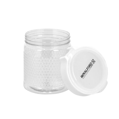 Royalford RF10083 Crystalia Round Canister 1000ML – Portable | Stackable Design | Transparent Body with Tight Lid | Perfect for Preserving Snacks, Chocolate Bars, Cookies, Cereals & More - Image 3