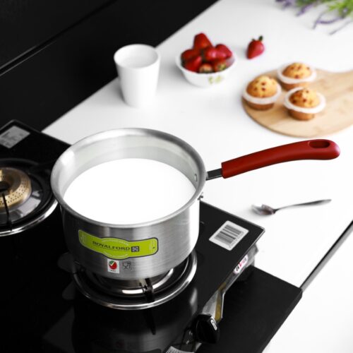 Royalford 16Cm Aluminium Milk Pan with Lid – Bakelite Handle – Aluminium Saucepan Pouring Spout with Bakelite Handle, Easy to Store| Ideal as Coffee Pot, Tea Pot, Milk Pot & a Small Saucepan - Image 4