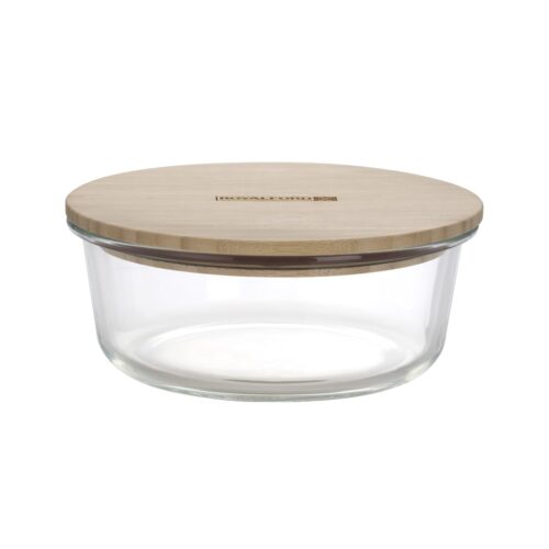 Round Glass Food Container with Bamboo Lid, RF10324 – 650 ml – Freezer & Dishwasher Safe, Air Tight Lid with Silicone Sealing Ring, Portable, Eco-Friendly