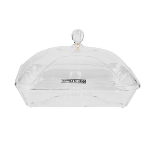 Royalford Square Acrylic Candy Tray, 4 Compartment Design | RF10338 | Beautiful Centerpiece with Transparent Lid | Appetizers Food Tray for Dried Fruits, Nuts, Candies, Salad