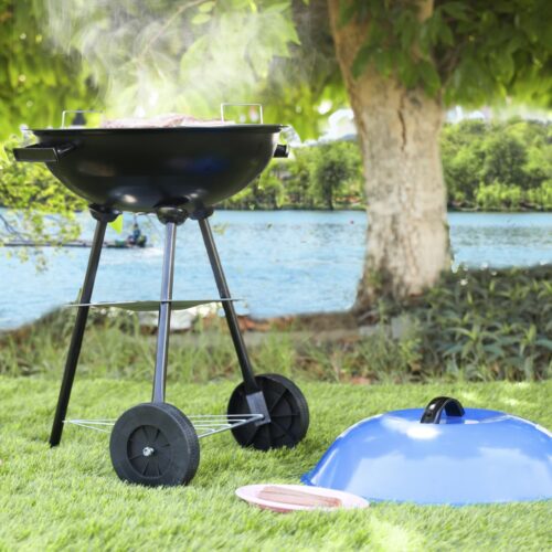 Royal ford Wheeled Barbecue Stand with Grill & Handle RF10360 | Iron Construction | Large Grilling Area | Detachable & Portable Design | Heat Resistant Handle - Image 4