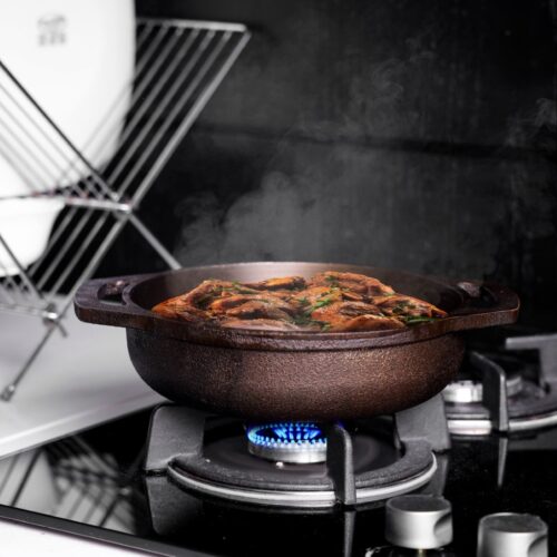 9 Inch Cast Iron Flat Base Kadai with Loop Handles, RF10400 | Compatible with all Hobs and Oven Safe | Nonstick Iron Deep Frying Pan for Stir-Fry, Grilling, Frying, Steaming - Image 5