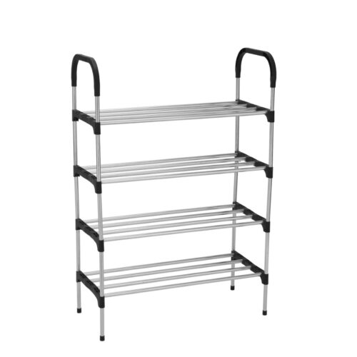 Royalford 4 Tier Shoe Organizer, Galvanized Steel, RF10441 | 12-Pair Storage Shelf for Bedroom, Closet, Entryway, Dorm Room | Storage Organizer for Book, Cloth Shelf - Image 2