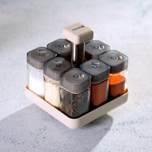 Spice Rack Set, 8 Jars with Revolving Stand, 100 ml, RF10520 | 8-in-1 Masala Rack Set/ Condiment Set/ Spice Container | Store Spices, Salt, Sugar, Coffee Powder, Etc - Image 3