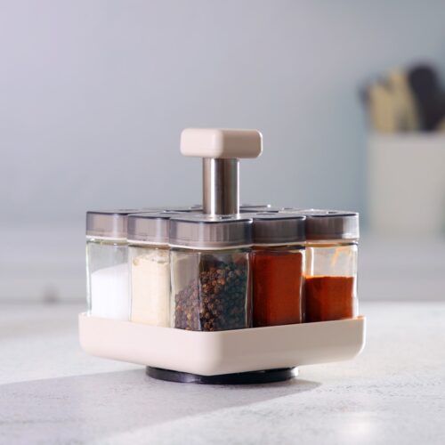Spice Rack Set, 8 Jars with Revolving Stand, 100 ml, RF10520 | 8-in-1 Masala Rack Set/ Condiment Set/ Spice Container | Store Spices, Salt, Sugar, Coffee Powder, Etc - Image 4