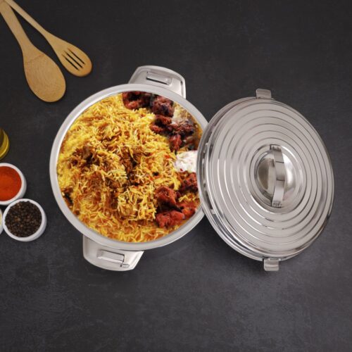 Hilux Double Wall Stainless Steel Hot Pot, 1500ml, RF10532 | Firm Twist Lock | Strong Handles with Heavy-Duty Rivets | Steel Serving Pot, Chapati Storage Box, Roti Serving Pot - Image 4