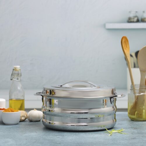 Galaxy Double Wall Stainless Steel Hot Pot, 1000ml, RF10540 | Firm Twist Lock & Strong Handles | Steel Serving Pot, Steel Chapati Storage Box, Roti Serving Pot - Image 4
