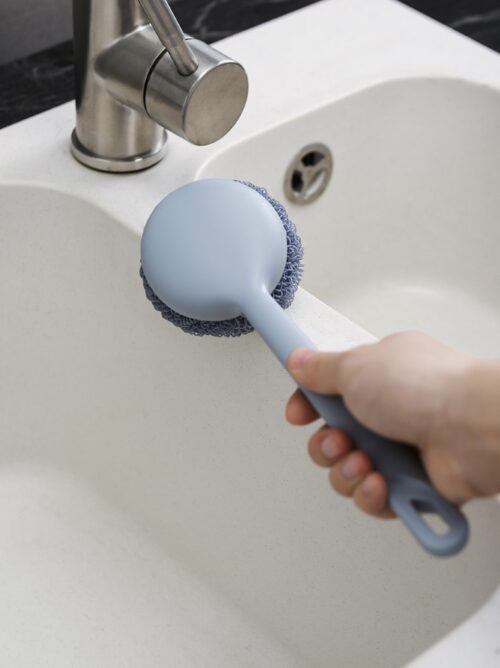 Dish Scrubber, Terylene Fiber Ball, 1 long handle, 2 balls | RF10550 | Scouring Pads Round Dish Pads | Scrubber Pad Used for Dishes, Pots, Pans, and Ovens | 2 Cleaning Balls | Mesh Scrubbers for Kitchen - Image 4