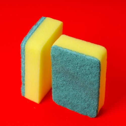 Royalbright Heavy Duty Scrub Sponges- Polyester+PU Sponge | RF10628| Scrub Pads for Kitchen, Sink and Bathroom Use| Cleaning Supplies with 2 in 1 Cleaning Pad| Premium-Quality| Ideal for Dish wash Liquid| Multi-Purpose| No Scratch| Pack of 2| Yellow & Green - Image 4