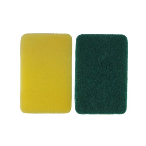 Royalbright Heavy Duty Scrub Sponges- Polyester+PU Sponge | RF10628| Scrub Pads for Kitchen, Sink and Bathroom Use| Cleaning Supplies with 2 in 1 Cleaning Pad| Premium-Quality| Ideal for Dish wash Liquid| Multi-Purpose| No Scratch| Pack of 2| Yellow & Green - Image 2