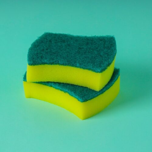 Royalbright Heavy Duty Scrub Sponges- Polyester+PU Sponge | RF10629| Scrub Pads for Kitchen, Sink and Bathroom Use| Cleaning Supplies with 2 in 1 Cleaning Pad| Premium-Quality| Ideal for Dish wash Liquid| Multi-Purpose| No Scratch| Curved Shape| Pack of 2| Green - Image 4