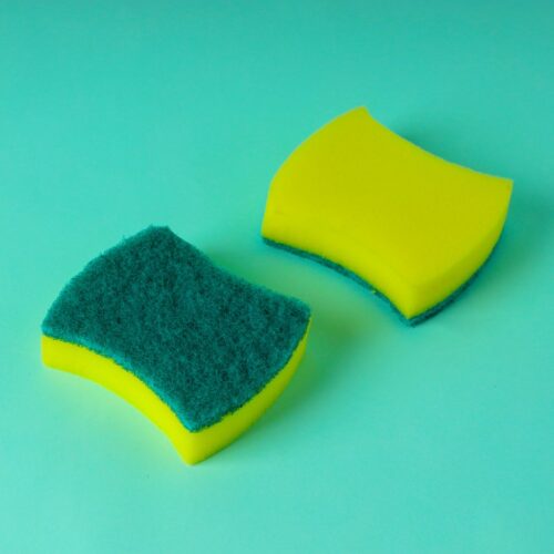 Royalbright Heavy Duty Scrub Sponges- Polyester+PU Sponge | RF10629| Scrub Pads for Kitchen, Sink and Bathroom Use| Cleaning Supplies with 2 in 1 Cleaning Pad| Premium-Quality| Ideal for Dish wash Liquid| Multi-Purpose| No Scratch| Curved Shape| Pack of 2| Green - Image 3