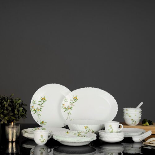 44 Pcs Opalware Dinner Set, Orange Blossom, Floral Design | RF10678 | Elegant Floral Design | Dishwasher safe | Freezer Safe | Opal Dishes Sets Service for 6 - Image 4