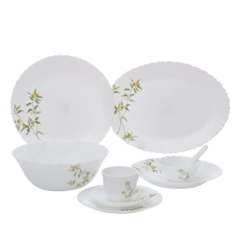 44 Pcs Opalware Dinner Set, Orange Blossom, Floral Design | RF10678 | Elegant Floral Design | Dishwasher safe | Freezer Safe | Opal Dishes Sets Service for 6 - Image 2