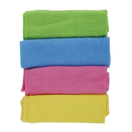 Royalbright 4 pcs Multi-Purpose Microfiber Cloth Set RF10744 | Powerful and High-Density Microfiber Cloth for Easy and Efficient Cleaning| Germ Shield Technology with Super Absorbent Power| 100% Micro-Fiber and 100% Anti-Bacterial| Multi-Color