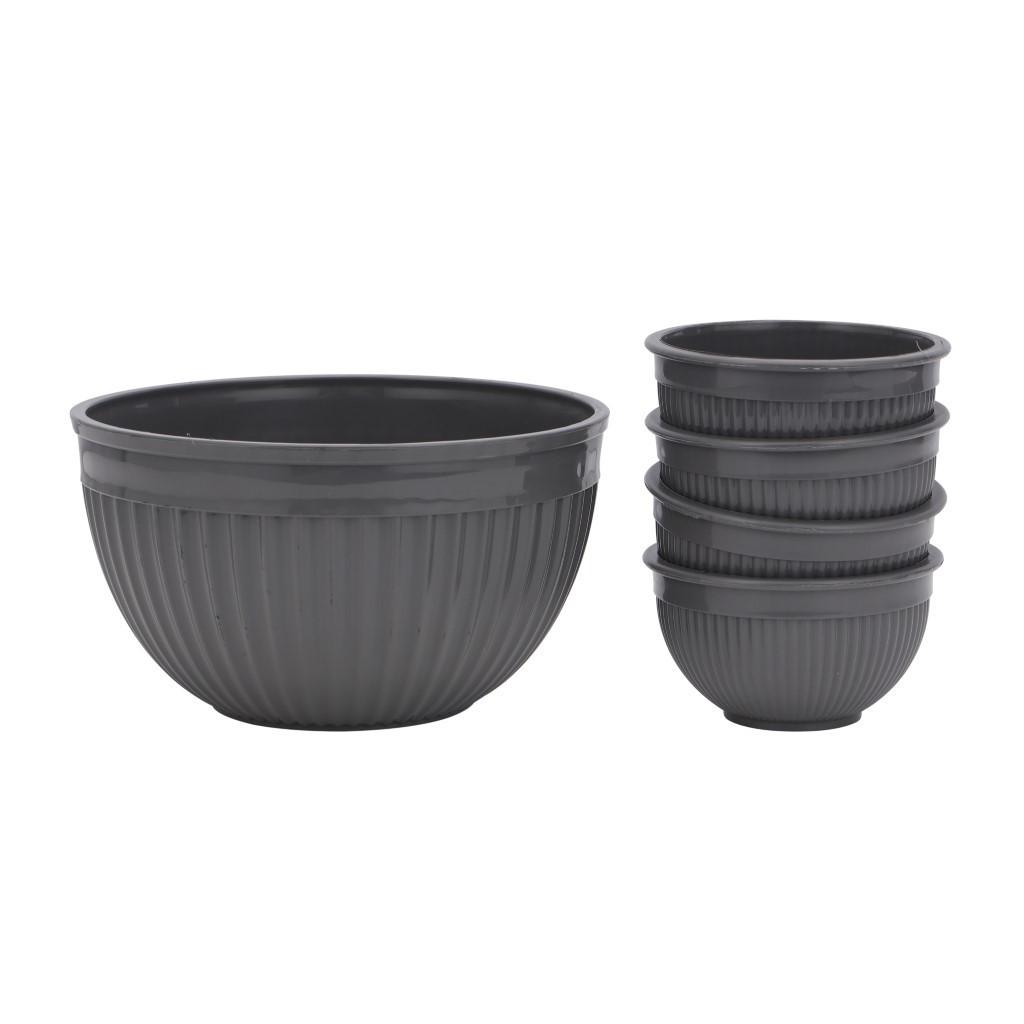 RF10781-WB-1jpg Royalford Sapphire Bowl Set, 5pcs Bowl Server Ware, RF10781 | Dishwasher Safe Bowl | 2L Mixing Bowl | PP Plastic Bowl Set for Cereal, Salad, Soup, Rice - Image 1