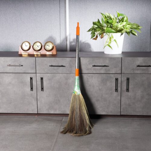 Royalbright Natural Grass Broom with Stainless Steel Handle- RF10816| Eco-Friendly, Zero Bhusa and Dust Free Broom with PVC Handle and No Filler Sticks| Compatible with All Floor Types| Perfect for Home, Kitchen, Office, Hospital Use| Super-Quality, Durable and Light-Weight| 120 CM - Image 6