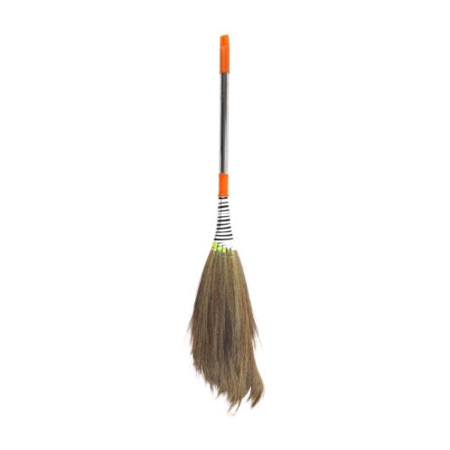 Royalbright Natural Grass Broom with Stainless Steel Handle- RF10816| Eco-Friendly, Zero Bhusa and Dust Free Broom with PVC Handle and No Filler Sticks| Compatible with All Floor Types| Perfect for Home, Kitchen, Office, Hospital Use| Super-Quality, Durable and Light-Weight| 120 CM