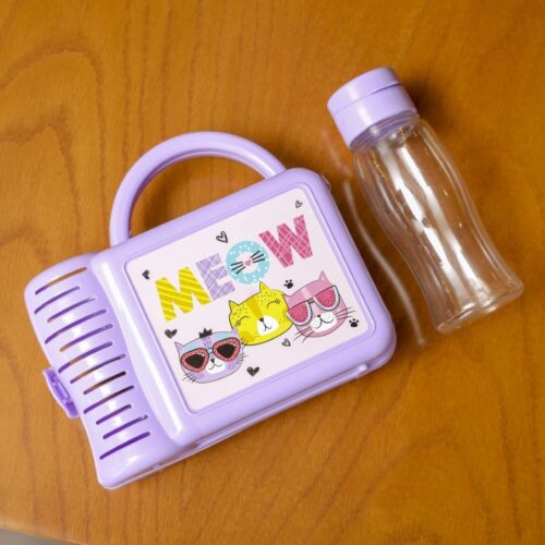 Royalford Lunch Box with Water Bottle for Kids- RF10824| PP, PET | Plastic Lunch Box with a Handle and Water Bottle Perfect for Schools with Durable and Leak-Proof Construction| 100% Food-Grade, Non-Toxic, Odorless and Keeps the Food Safe and Fresh| Light-Weight, Compact and Portable Design| Purple - Image 5