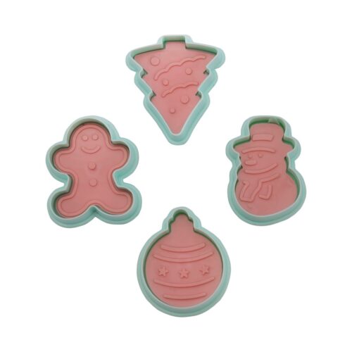 Royalford Celebration Cookie Cutter, 4pcs ABS Moulds RF10969 | Cookie Cutter with Handle | 3D Design Cookie Mould | Baking Tools for Kitchen | Kids Cookie Cutter