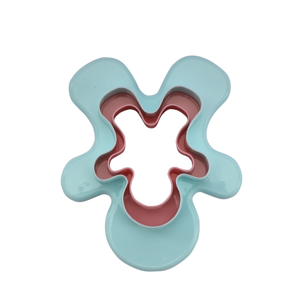 RF10972-WB-1jpg Royalford Double-Side Toy-Shaped Cookie Cutters | RF10972 | Polymer Cookie and Fondant Cutter| BPA-Free and Odor-Free Teddy Shaped Cutter| Pink and Blue| Pack of 2 - Image 1