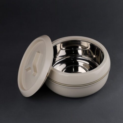 Royalford RF11031 Zoria Insulated 3000ml Casserole- PP Body | Stainless Steel Inner Casting| BPA-Free| Easy to Carry| Firm Twist Lock| Casserole with Lid| Elegant and Unique Design| Super PU Insulation| Hassle-Free| Ivory and Gold - Image 2