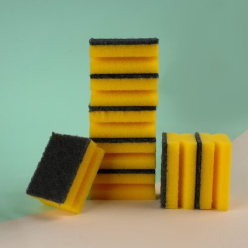 Royalbright Heavy Duty Comfort Cleaning Sponges- RF11084| Scrub Sponges for Kitchen, Sink and Bathroom Use| Cleaning Supplies with Nail Saving Design| Premium-Quality| Ideal for Dish Wash Liquid| Multi-Purpose| No Scratch Rectangular Sponge| Pack of 8| Yellow and Green - Image 5